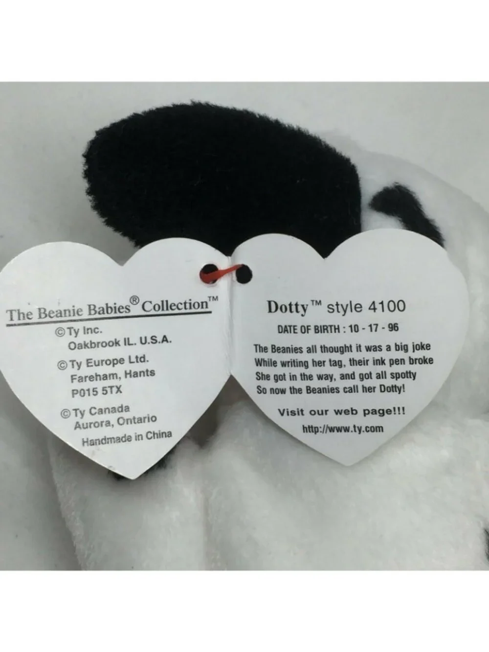 Ty Beanie Baby Dotty Dog Plush Stuffed Animal Retired With Tag October 17 1996